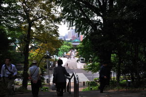 上野公園から不忍池の弁財天を見る