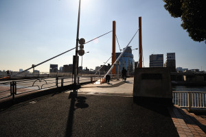 新大橋まで来ると隅田川テラスに下りることができない