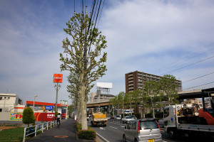 首都高７号線が京葉道路になり靖国通りから伸びてきた京葉道路と重なる辺り