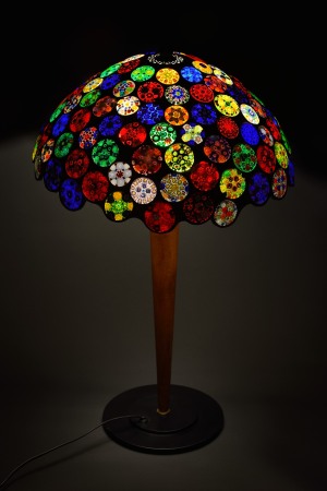 Stained glass shade of table lamp